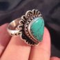 925 Silver Tibetan Turquoise stone Ring jewelry art Nepal Size 10 US T1/5 GB