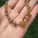 925 Silver Roman Glass Amber color old Antique Bead Necklace 1200 yrs A2