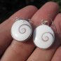 Large 925 Silver Shiva eye shell earrings earring Thailand jewelry art A6