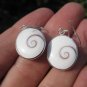 Large 925 Silver Shiva eye shell earrings earring Thailand jewelry art A6