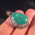 925 Silver Tibetan Turquoise stone crystal Pendant Necklace Nepal Jewelry Art B6