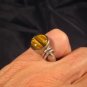 925 Silver Tigers Tiger Eye stone Ring Nepal jewelry art Size 5 US