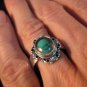 925 Silver Tibetan Turquoise stone Ring jewelry art Nepal Size 8.5 US