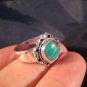 925 Silver Tibetan Turquoise stone Ring  jewelry art Nepal Size 8 US   Q GB