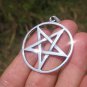 Extra Large 925 sterling silver wicca inverted pentagram pendant necklace A2