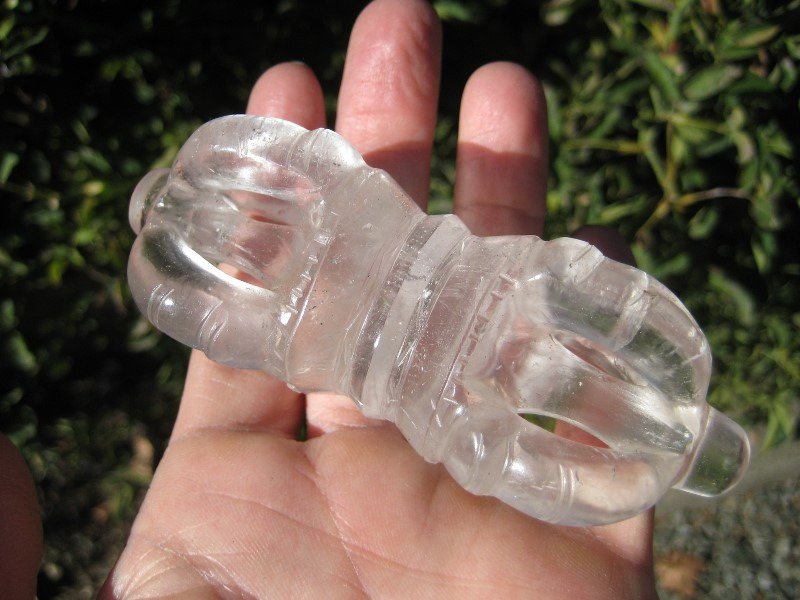 Natural stone Himalayan Quartz vajra dorje carving Nepal art A39