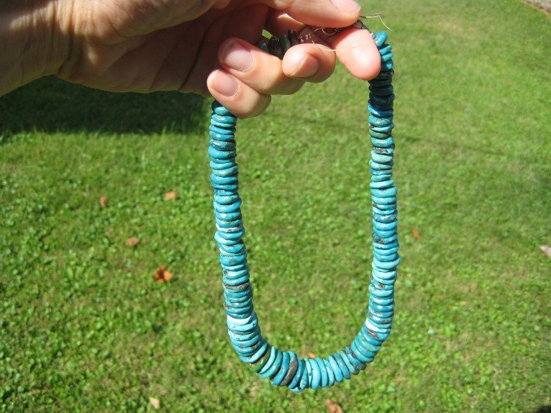 Natural Arizona Turquoise Bead necklace Jewelry art A31