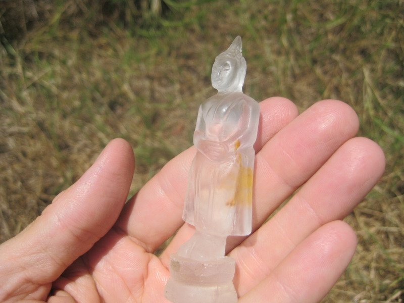 Natural Quartz Stone Crystal standing Buddha statue Mineral art A