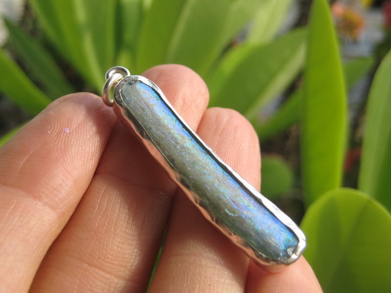 925 Silver Old Roman Glass Pendant Afghanistan Jewelry art A24