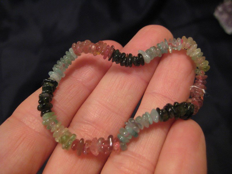 Natural Tourmaline bead stone bracelet Thailand jewelry art A7