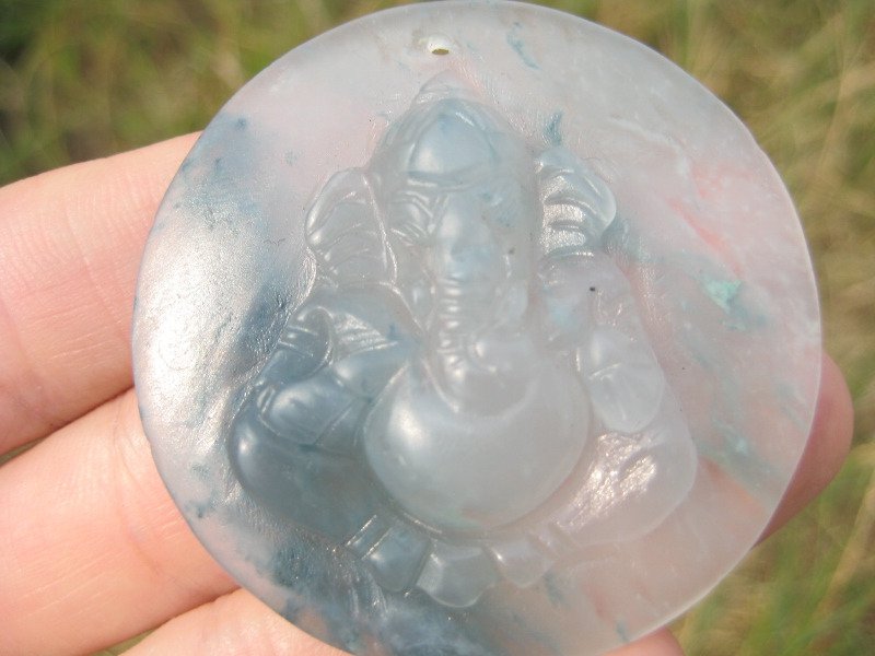 Natural Jade Ganesh Ganesha amulet Thailand A9