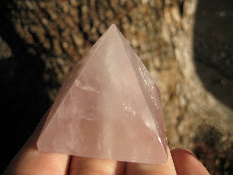 Natural Rose Quartz Pyramid mineral stone art A8