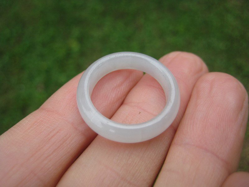 Natural Jade ring Thailand jewelry stone mineral art size 7 A8 slight crack