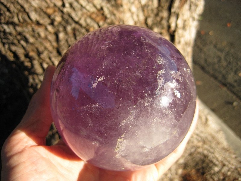 Large Natural Amethyst Crystal Ball stone art mineral carving A6