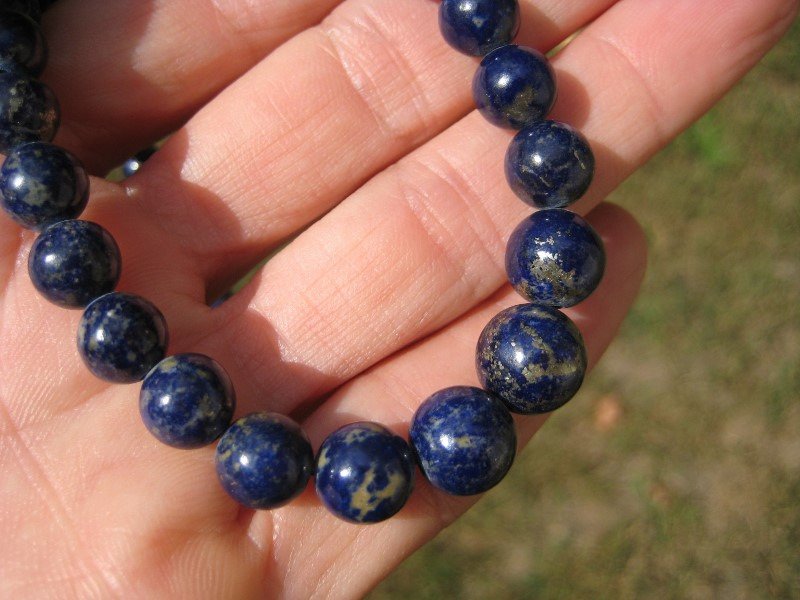 Natural Lapis Lazul Lazuli stone bead necklace jewlelry art A14
