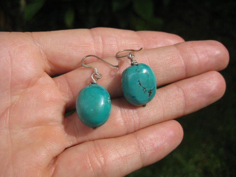 925 Silver Tibetan Turquoise earrings earringjewelry art A9