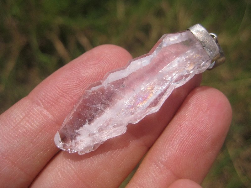 925 Silver Faden Quartz mineral stone Pendant Afghanistan Jewlery art A29