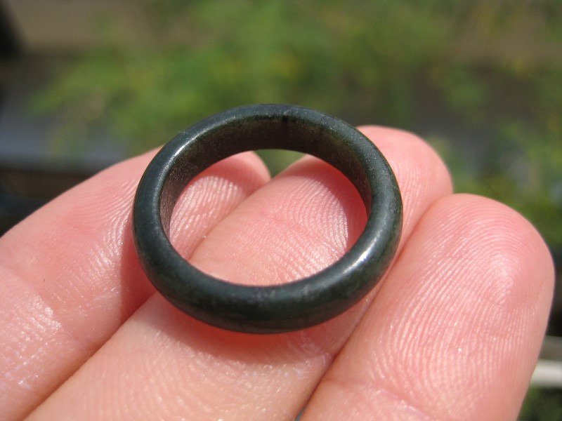 Natural green Jade ring Thailand jewelry stone mineral art size 7 A29