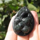 Natural Black Jade Flower stone rock mineral Carving pendant Amulet Natural Black Jade Flower stone rock mineral Carving pendant Amulet