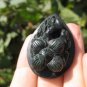 Natural Black Jade Flower stone rock mineral Carving pendant Amulet