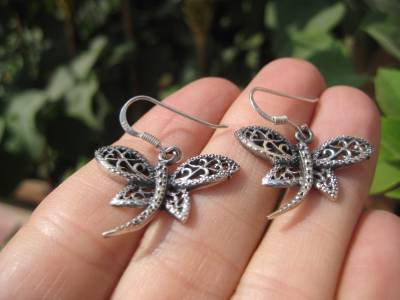 925 Silver Dragon Fly Dragonfly Earrings Earring jewelry Cambodia art
