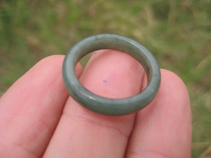 Natural green Jade ring Thailand jewelry stone mineral art size 7 A28