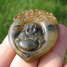 Natural Nephrite Jade Happy Buddha stone pendant amulet A23