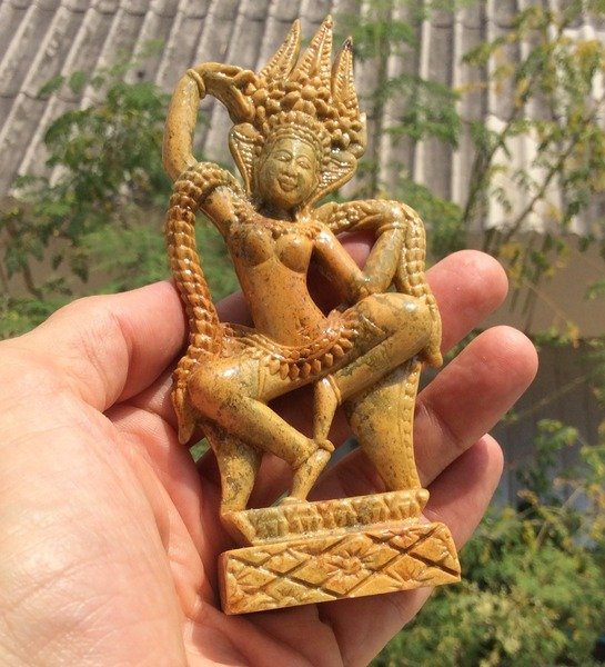 Apsala God Natural Red Marble Carving Cambodia stone carving mineral art A17