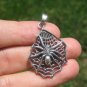 925 Silver spider pendant black widow necklace jewelry art A2