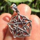 925 sterling silver wicca pentagram pendant necklace A32
