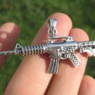 925 Sterling Silver Machine Gun M-16 AK-47 Pendant Necklace A12 925 Sterling Silver Machine Gun M-16 AK-47 Pendant Necklace A12