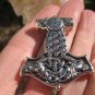 925 Silver Viking Mjolnir Mjolhner Rams Horn Hammer of Thor Pendant A30