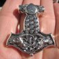 925 Silver Viking Mjolnir Mjolhner Rams Horn Hammer of Thor Pendant A30