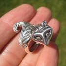 925 Silver cat Kitty raccoon ring Jewelry Art  Taxco Mexico