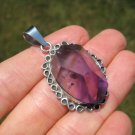 925 Silver Natural Amethyst Quartz Stone Pendant Necklace Taxco Mexico A17 925 Silver Natural Amethyst Quartz Stone Pendant Necklace Taxco Mexico A17