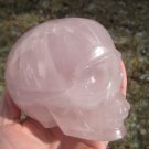 4" Natural Rose Quartz Crystal Skull Carving Mineral Stone Statue Art  A18
