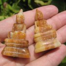 Set 2 Natural Petrified wood Shakyamuni Buddha statue Thailand  art  A23