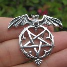 925 Sterling Silver Wicca Inverted Bat Pentagram Pendant Necklace A32 925 Sterling Silver Wicca Inverted Bat Pentagram Pendant Necklace A32