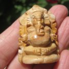 Natural Petrified Wood Ganesh Ganesha Elephant Statue Carving Thailand Art EB014