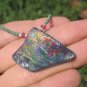 925 Silver Old Roman Glass Ruby Malachite Pendant necklace Afghanistan jewelry