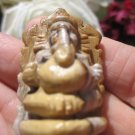 Natural Petrified Wood Ganesh Ganesha Elephant Statue Carving Thailand Art EB012