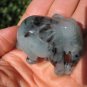 Natural Jadeite Jade Elephant Carving Statue Thailand Stone Mineral Art A12