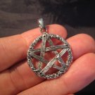 925 sterling silver wicca pentagram pendant necklace jewelry art AA 925 sterling silver wicca pentagram pendant necklace jewelry art AA