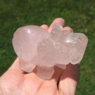 Natural Rose Quartz Elephant Carving Statue Thailand Stone Mineral Art A20