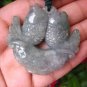 Natural Jadeite Jade Fish Carp Pendant Necklace Amulet Burmese Hand Made EB413