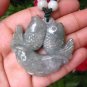 Natural Jadeite Jade Fish Carp Pendant Necklace Amulet Burmese Hand Made EB413