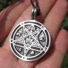 Pewter inverted pentagram Satanic Goat Head inverted Cross Pendant Necklace