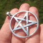 Extra Large 925 Silver Pentagram Pentacle Pendant Necklace jewelry art A40