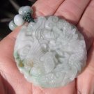 Jadeite Jade Dragon Pendant Amulet Stone Mineral Art Burma Myanmar A16