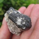 Natural black Tourmaline Quartz specimen mineral crystal matrix  Afghanistan